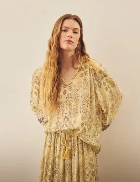 Blusa de gasa estampada de mujer - Southern Cotton - FashionsVida