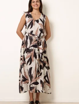 Women's Black Leaf Print Dress Size: Medium/Large - Black - Size: M/L - Blue Vanilla - FashionsVida