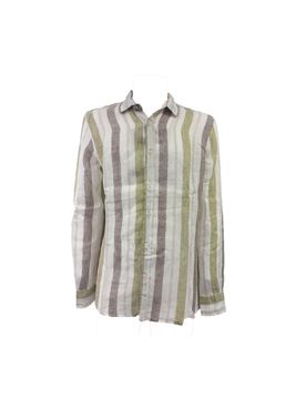 Camicia Lino A Righe Verde/beige P24TUTOR288