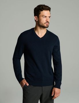 Maglione con scollo a V - blu scuro