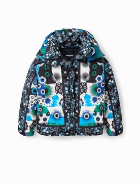 Veste matelassée patchwork, Polyester, Bleu, XS