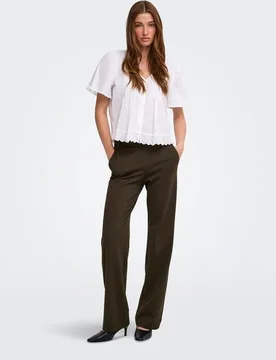 Pantalón de mujer recto de tiro medio - Only - FashionsVida