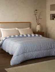 Striped 10.5 Tog Coverless Duvet Set Light Blue