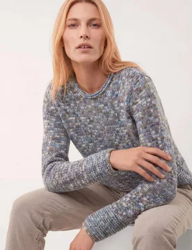 Pullover in bedrucktem Garn, noch offen: Größenlauf, Farbe Blau, 44, weich & leicht angenehmer Tragekomfort Damen - Walbusch - FashionsVida