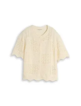 Knit structure mix cardigan female