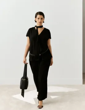 Pantalón fluido de mujer efecto arrugado - Couchel - FashionsVida