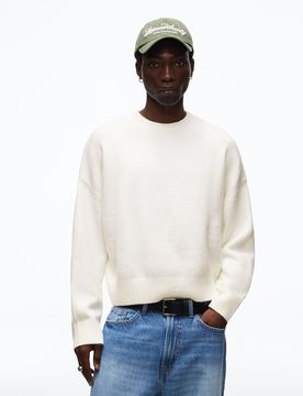 Pull Col Rond Boxy Fit S Blanc