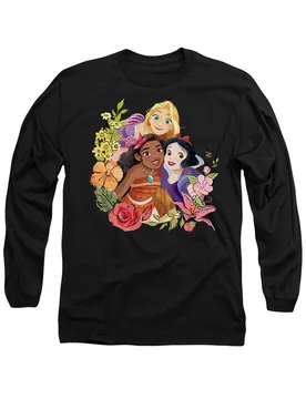 Unisex Princess Bouquet With Rapunzel, Moana & Snow White T-Shirt, Black Size: Small - Black - Size: S - Disney - FashionsVida