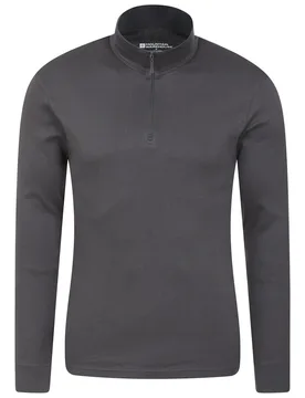 Meribel Mens Zip Neck Top - Grey - Grey - Size: XXS - Mountain Warehouse - FashionsVida