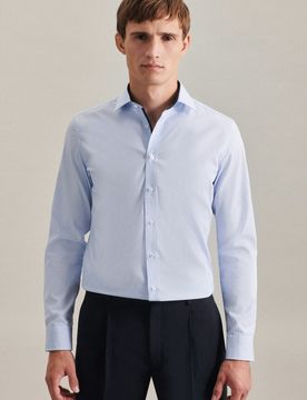 Slim Business Hemd Gestreift Blau 39