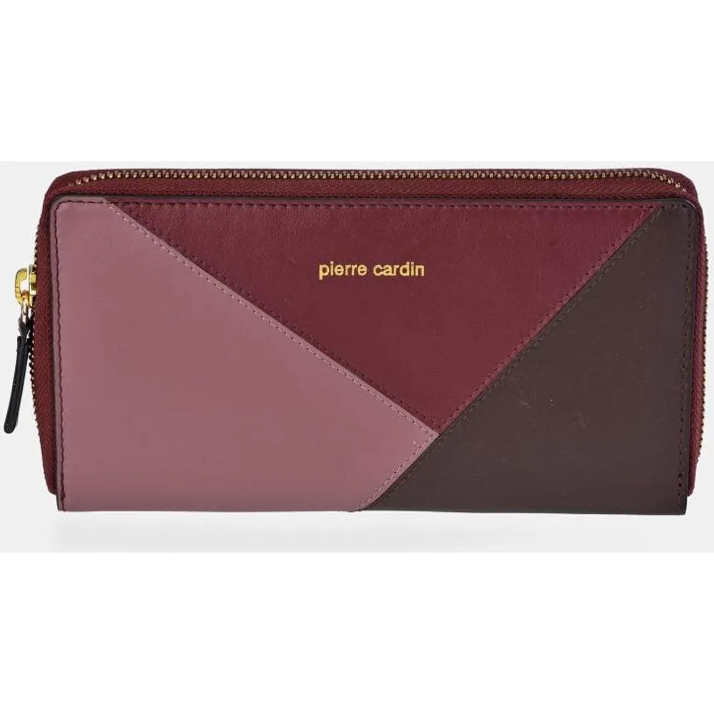 Monedero mujer grande con cremallera en piel combinada patchwork - Pierre Cardin - FashionsVida