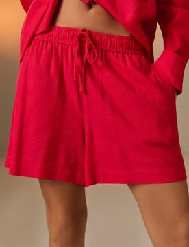 Pantaloncini con miscela di lino - rosa shocking