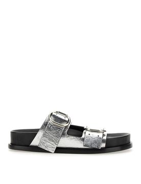Sandalo In Pelle Con Fibbia