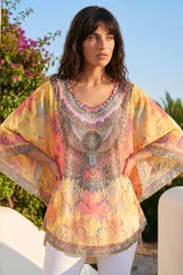 Women's Abstract Embellished Overlay Top in Yellow Size: 14 - Yellow - Size: 14