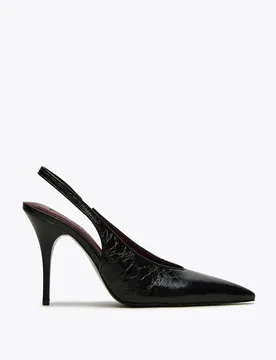 Leather Stiletto Heel Slingback Shoes Black female - Steve madden - FashionsVida