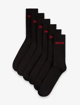 Pack Logo Cotton Rich Ribbed Socks Black Mix male - Hugo Boss - FashionsVida