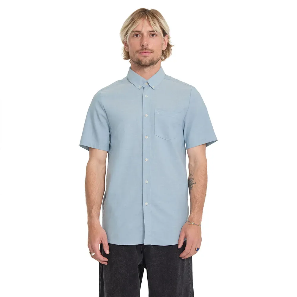 Camicia A Maniche Corte Everett Oxford Wrecked Indigo XL - Volcom - FashionsVida