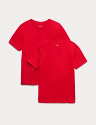 Pack Unisex Pure Cotton School T-Shirts (2-16 Yrs) Red male