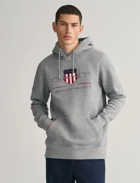 Felpa Con Cappuccio Archive Shield Regular Fit Grey Melange S