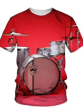 Fashion Printed Men's T-shirt Music Drum Picture Casual O-Neck Large Short Sleeve Fashion Harajuku Music Exclusive Top - Aliexpress - FashionsVida