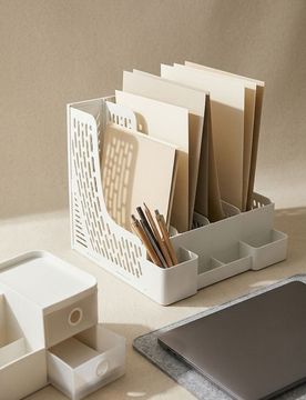 Organizer da scrivania con scomparti - bianco