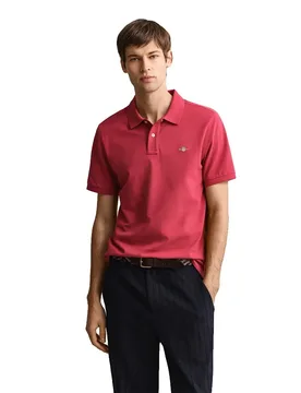 Polo à Manches Courtes Reg Shield Muted Red L - Gant - FashionsVida