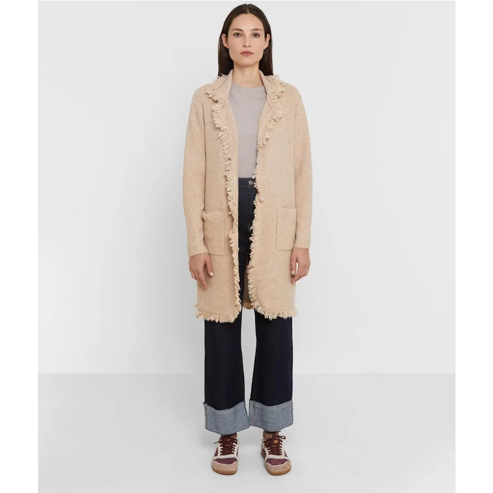 Cárdigan de mujer largo con detalle de bordes deshilachados - Trucco - FashionsVida