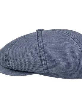Hatteras Uni Cotton Flat Cap by - blue - Size: M (56-57 cm) - Stetson - FashionsVida