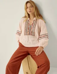Pure Cotton Embroidered Top Light Pink Mix female