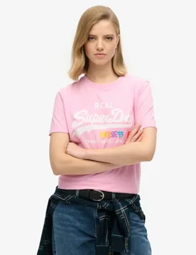 Superdry Damen Vintage Pop Entry T-shirt mit Logo Pink - Größe: 40 - 34.99 - FashionsVida