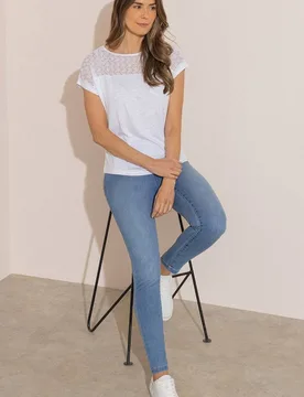 Women's Full Length Pull On Jeggings Pants in Light Blue Size: 16 - Light Blue - Size: 16 - Klass. - FashionsVida