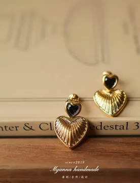 Original Handmade French Vintage Minimalist Double Heart Black Crystal Gold Dangle Stud Elegant Daily Date Party Women Earrings - Aliexpress - FashionsVida