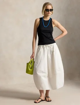 Falda midi de algodón con cintura con cordón - Polo Ralph Lauren - FashionsVida