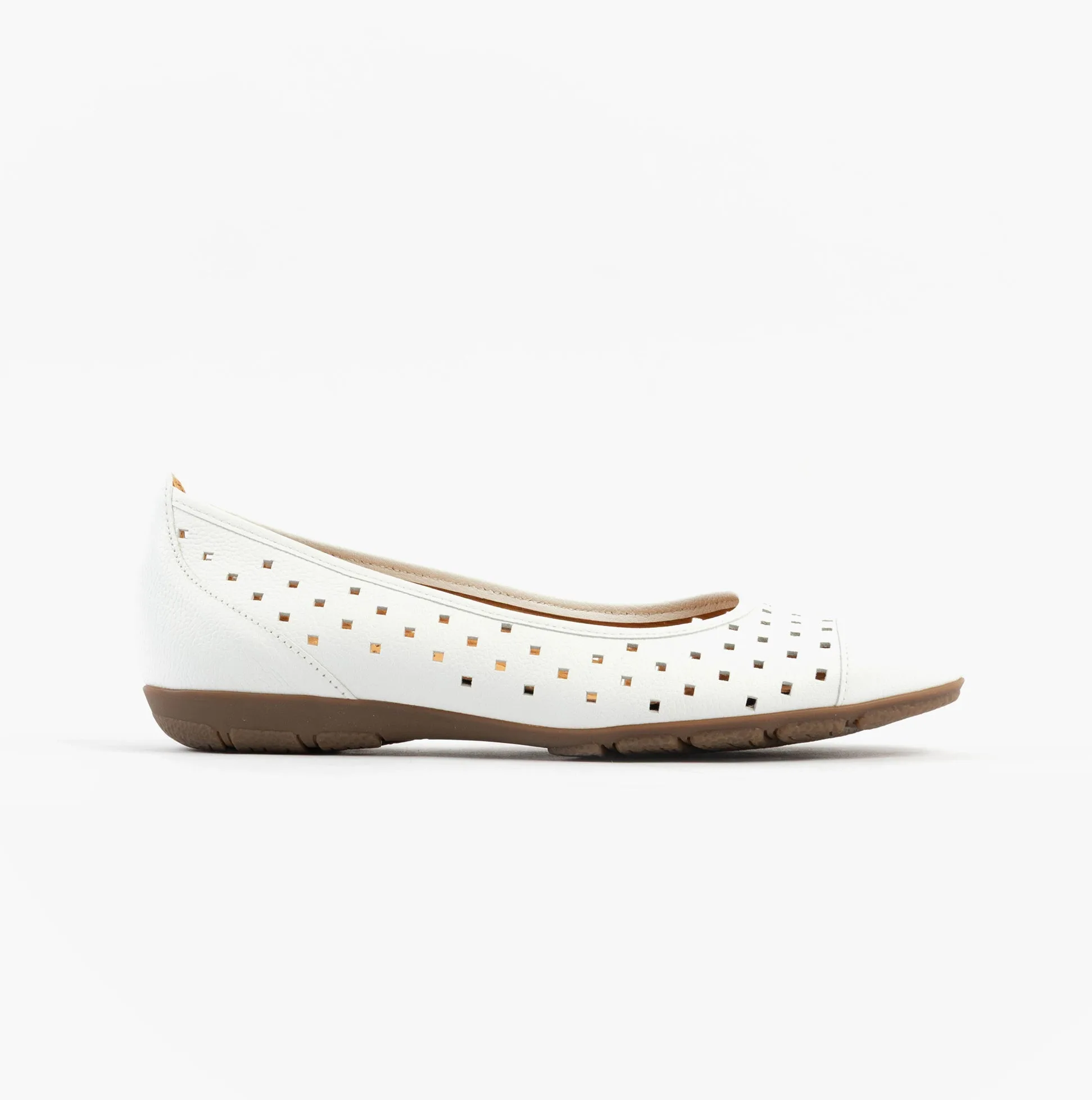 Ruffle Womens Shoes White Leather - Size Uk 8 - Gabor - FashionsVida
