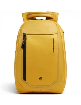 Zaino Bagmotic Unisex Giallo in Pelle e Tessuto con Porta PC 14'' e iPad - Piquadro - FashionsVida