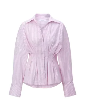 Tailored Striped Cotton Blouse female - 38 - FashionsVida