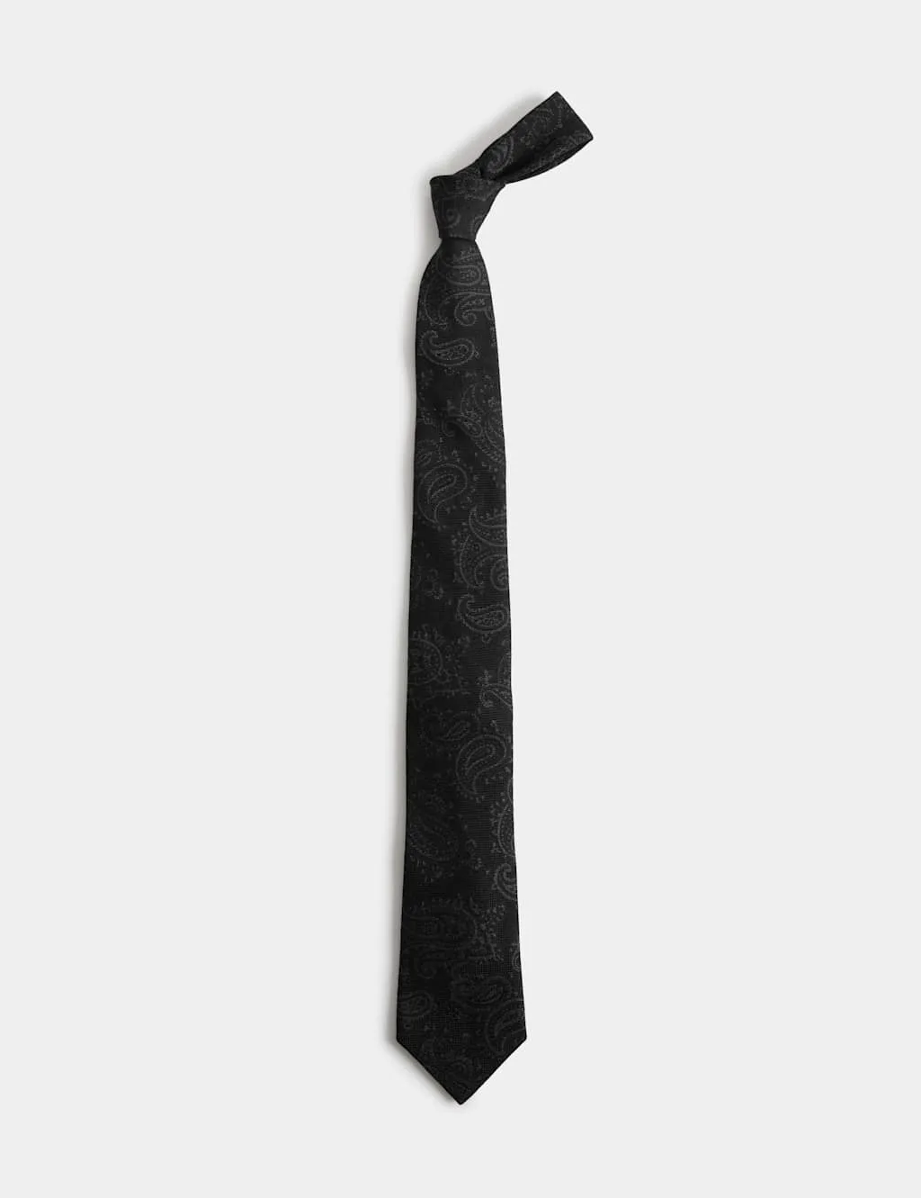 Paisley Silk Wool Tie Black male - M&S - FashionsVida