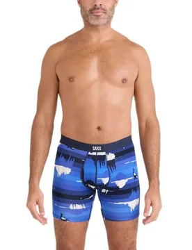 Boxers Vibe Xtra Soft Comfort Brief Fly Iceberg Stripe / Blue M - Saxx Underwear - FashionsVida