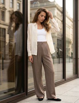 Camicia jacquard con lyocell - panna