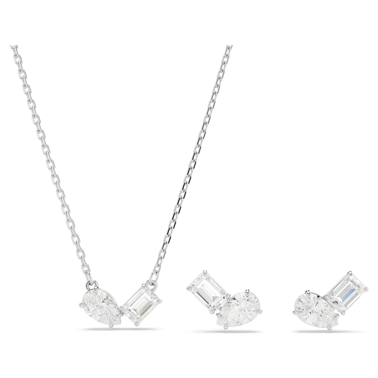Set Mesmera, Taglio misto, Bianco, Placcato rodio OS - Swarovski - FashionsVida