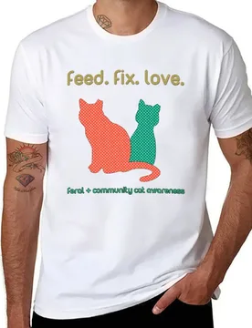 Feral Cats and Community Cats Rescue Advocates Feed Fix Love T-Shirt man t shirt summer t shirts for man cotton T-Shirt - Aliexpress - FashionsVida