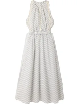 Vestido largo 100% algodón a rayas con cintura marcada - sandro - FashionsVida