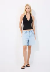 Neckholder-Top mit Spitze Schwarz L