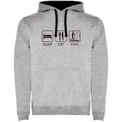 Sleep Eat And Fish Two-colour Hoodie Heather Grey / Black S Men