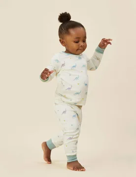 Cotton Blend Dino Pyjamas (6 Mnths - 6 Yrs) Cream Mix unisex - MORI - FashionsVida