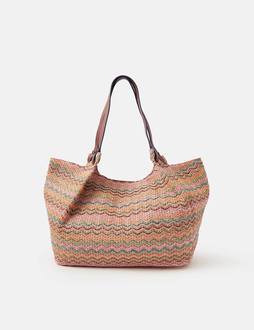 Zig Zag Raffia Shoulder Bag Multi female - Accessorize - FashionsVida