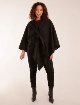 Wrap Through Crossover Cape - ONE / BLACK - female - Blue Vanilla - FashionsVida