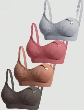 Set de 4 sostenes con cierre deslizante con encaje para maternidad y lactancia, suaves y cómodos - Shein - FashionsVida