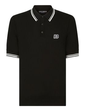 Polo con logo a righe nere