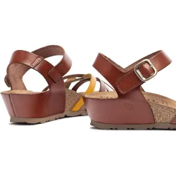 Sandalias de cuña de mujer de piel